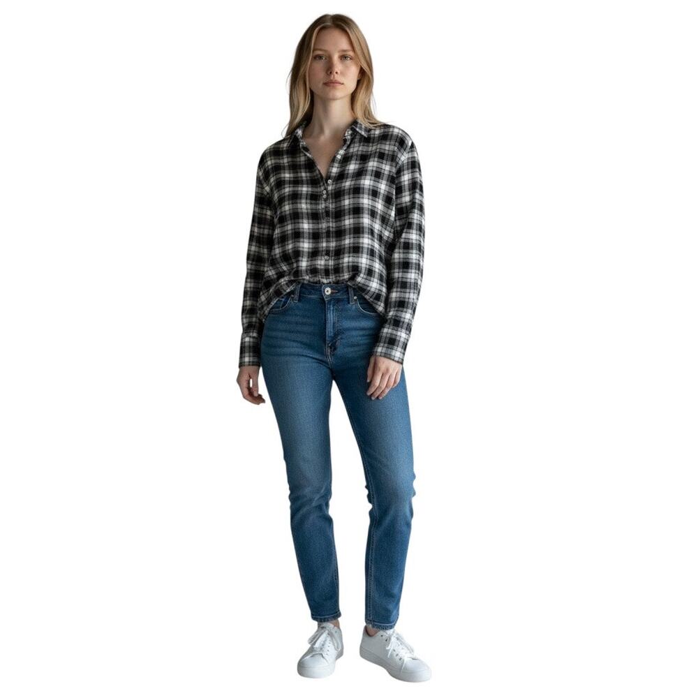Frank & Eileen “Eileen” Plaid Relaxed Button Top Size M